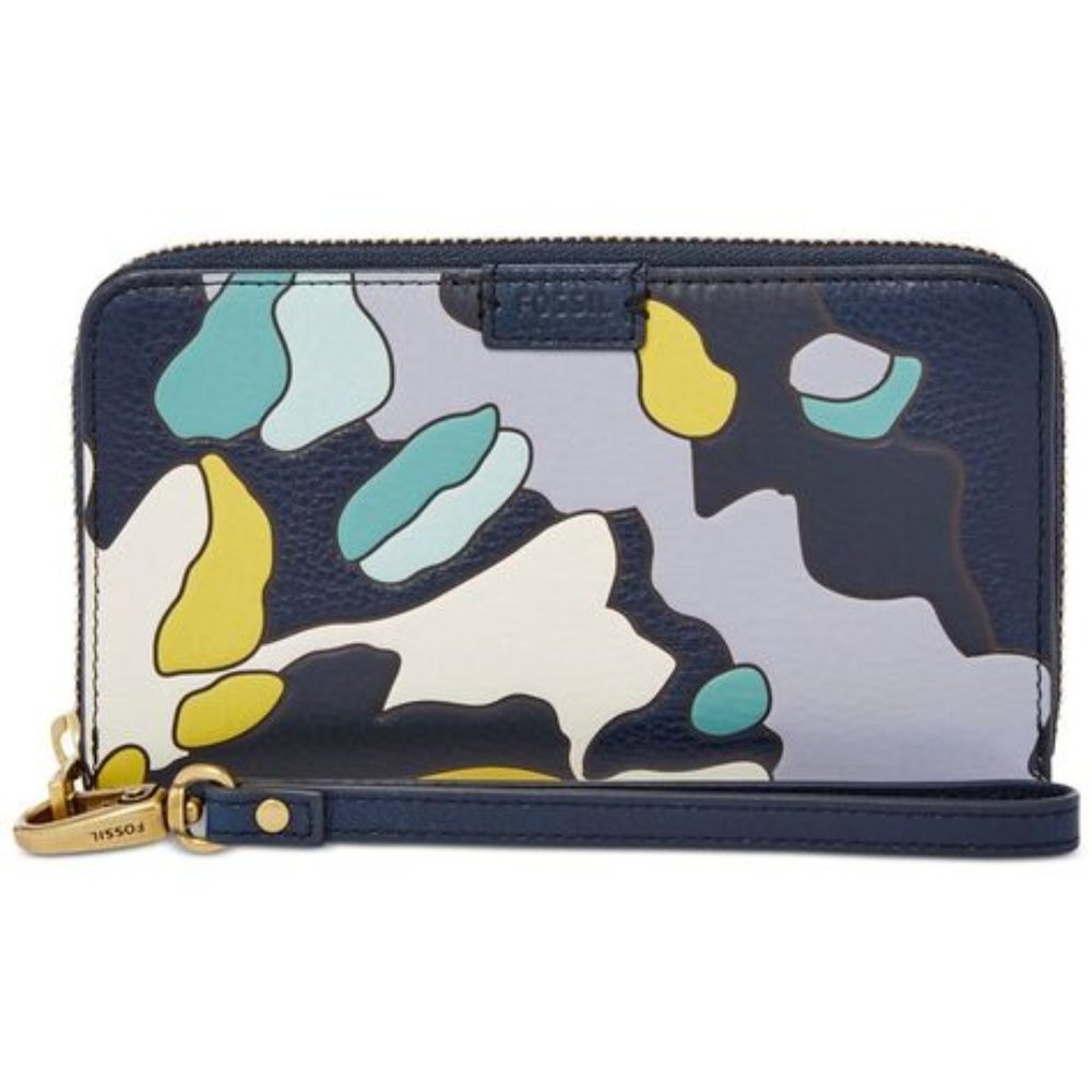 Fossil Wristlet Smartphone Wallet Clutch RFID Leather Emma SL7183403 NWT